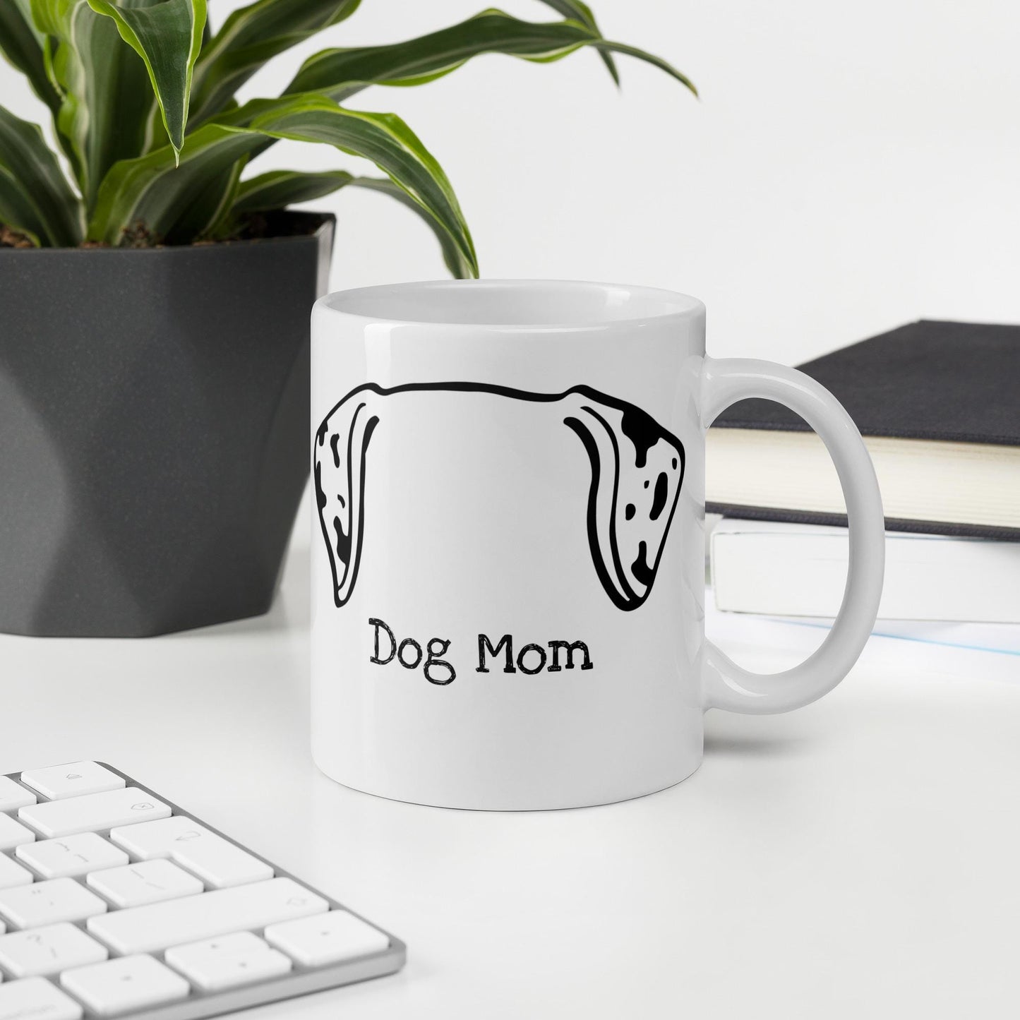 Custom Dog Mom Mug  'I Run on Dog Hair, Caffeine, and Cuss Words'  Personalized with Your Dog's Ears