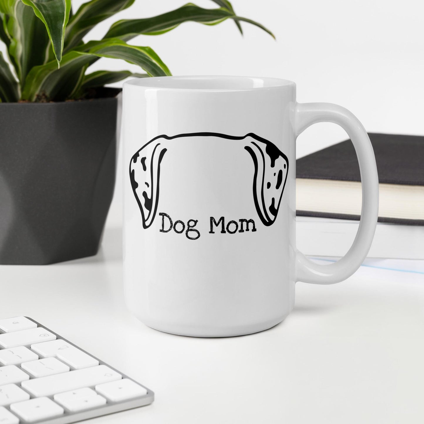 Custom Dog Mom Mug  'I Run on Dog Hair, Caffeine, and Cuss Words'  Personalized with Your Dog's Ears