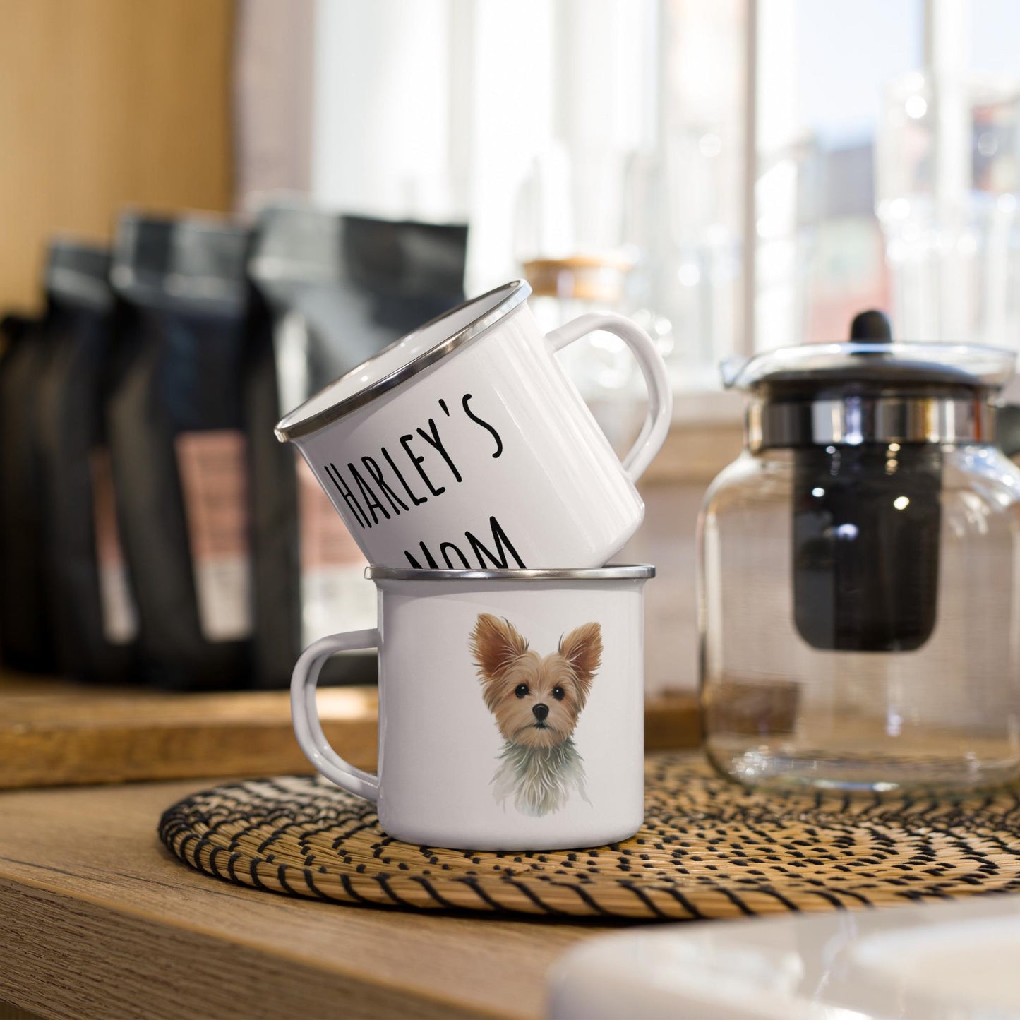 Custom Pet Portrait Enamel Mug  Personalized Dog or Cat Illustration  [Pet's Name]'s Mom/Dad