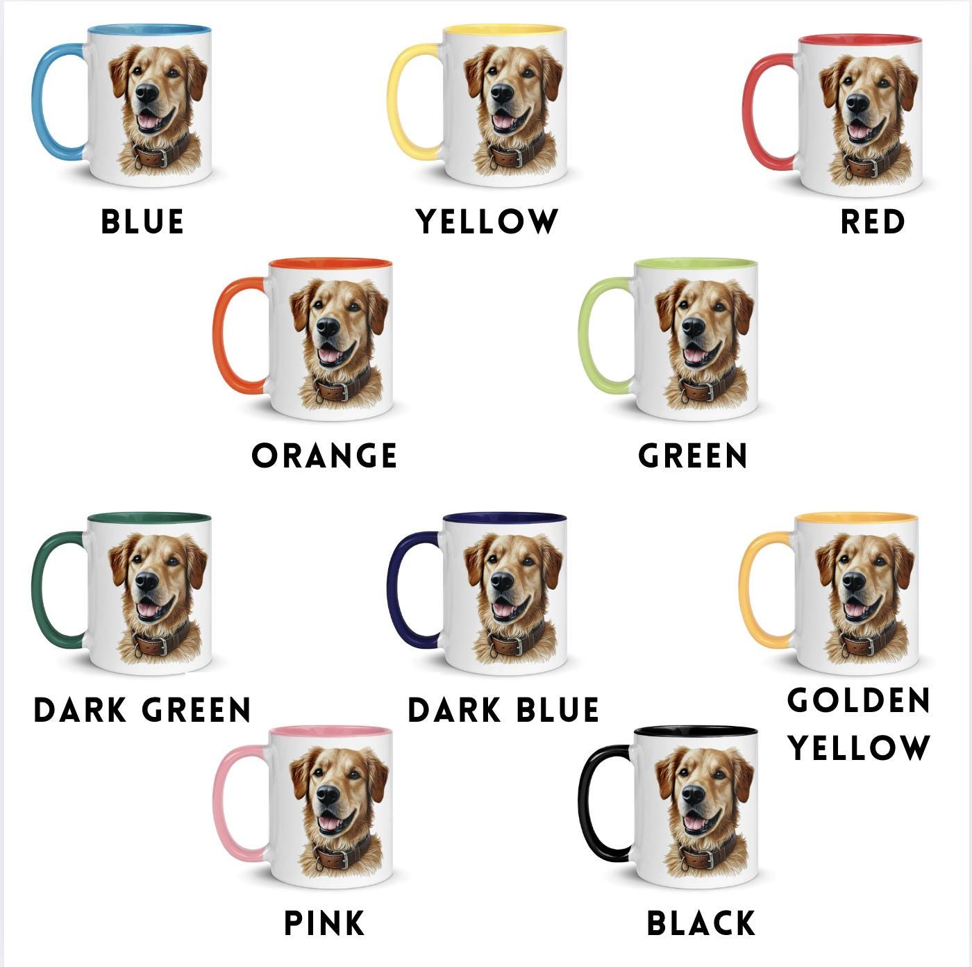 Custom Pet Portrait Ceramic Mug  Personalized Dog or Cat Illustration  [Pet's Name]'s Mom/Dad - Multiple Interior Color Options